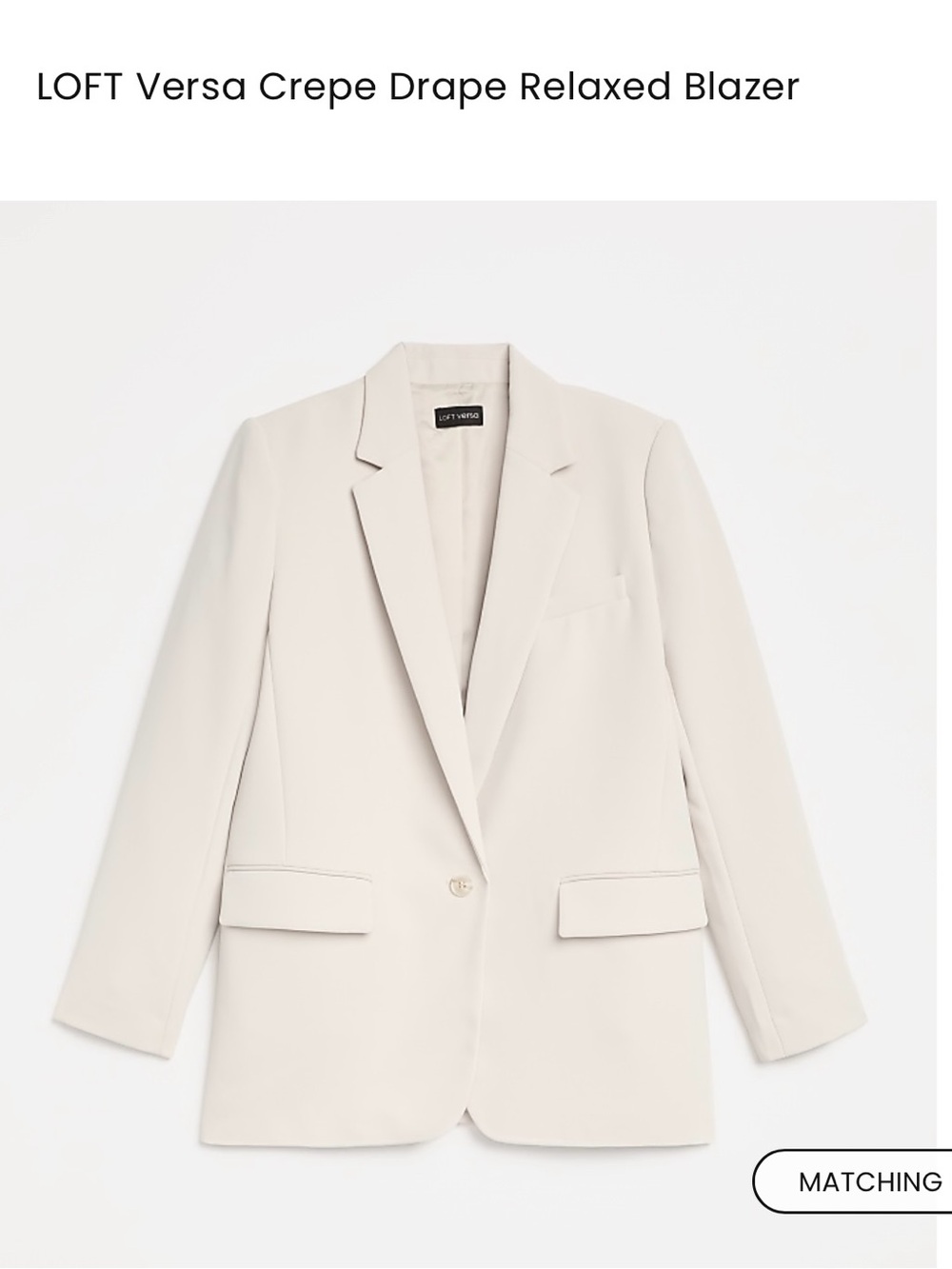 LOFT Cream Single-Button Relaxed Blazer and Matching Dress